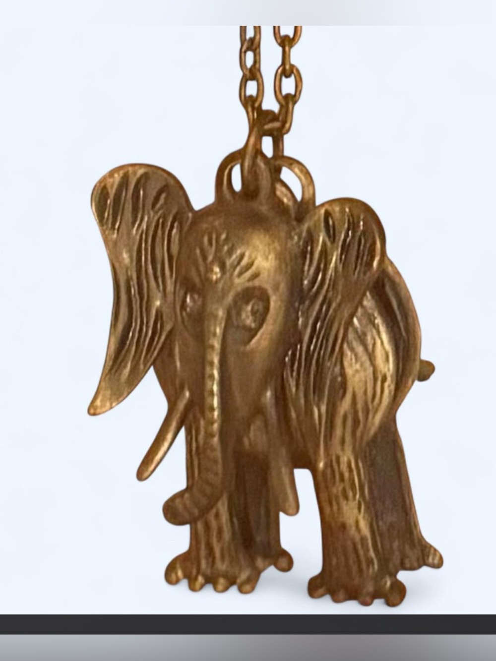 Brass Elephant Pendant Boho Stement Necklace - Dark Brass Chain Tumblr girl core